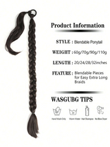 Women's Synthetic Boxing Braid Ponytail Hair Extension, High Temperature Fiber Black & Brown Ponytail