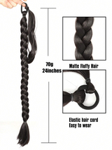 Women's Synthetic Boxing Braid Ponytail Hair Extension, High Temperature Fiber Black & Brown Ponytail