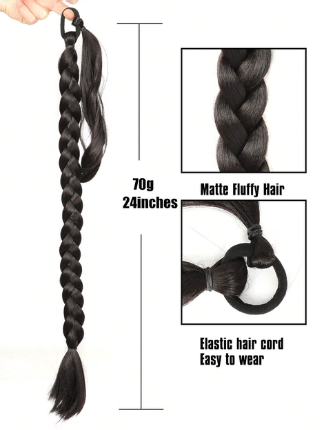 Women's Synthetic Boxing Braid Ponytail Hair Extension, High Temperature Fiber Black & Brown Ponytail