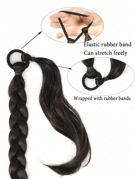 Women's Synthetic Boxing Braid Ponytail Hair Extension, High Temperature Fiber Black & Brown Ponytail