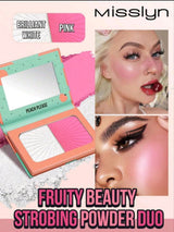 MissIyn Fruity Beauty Strobing Highlighter &amp; Highlighter Set, Shimmery Metallic Finish Brilliant White+Pink