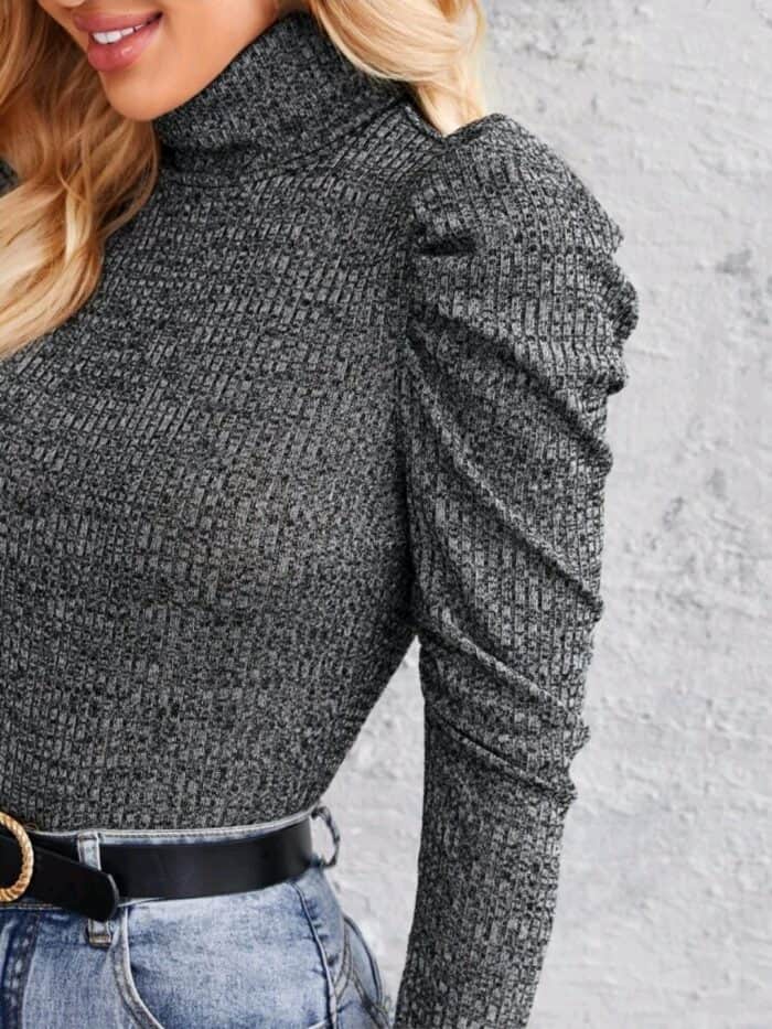 SHEIN High Neck Gigot Sleeve Tee - Image 3