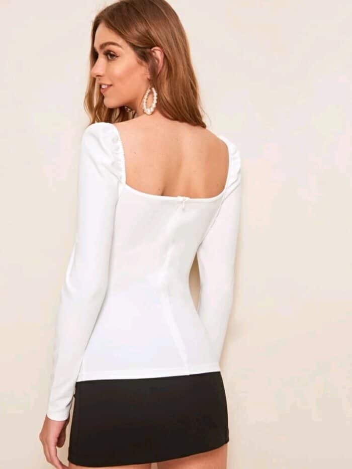 SHEIN Sweetheart Neck Puff Sleeve Wrap Top - Image 6