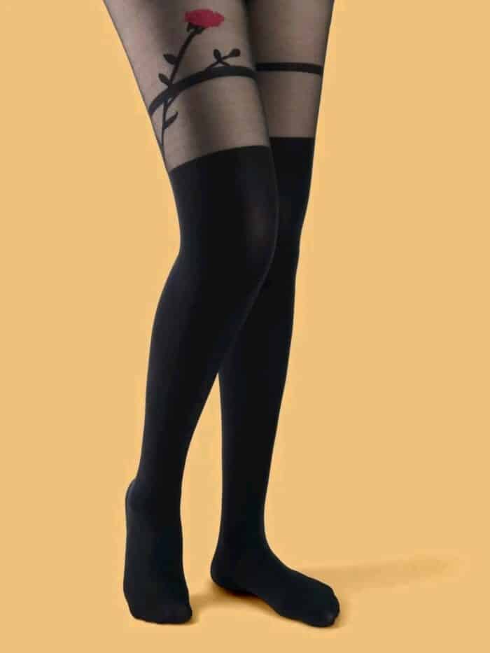 Floral Print Mesh Tights