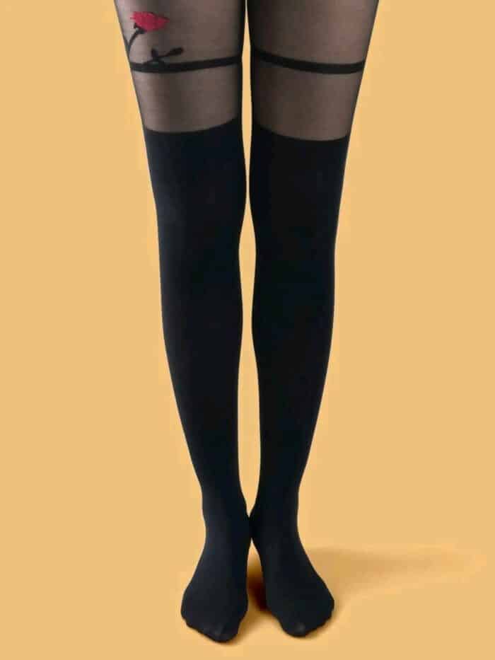 Floral Print Mesh Tights - Image 3