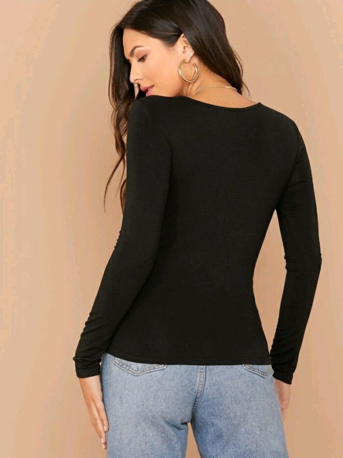 SHEIN Solid Sweetheart Neck Knot Front Top - Image 10