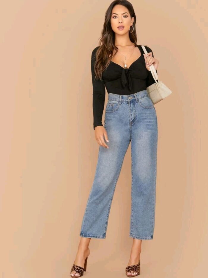 SHEIN Solid Sweetheart Neck Knot Front Top - Image 7