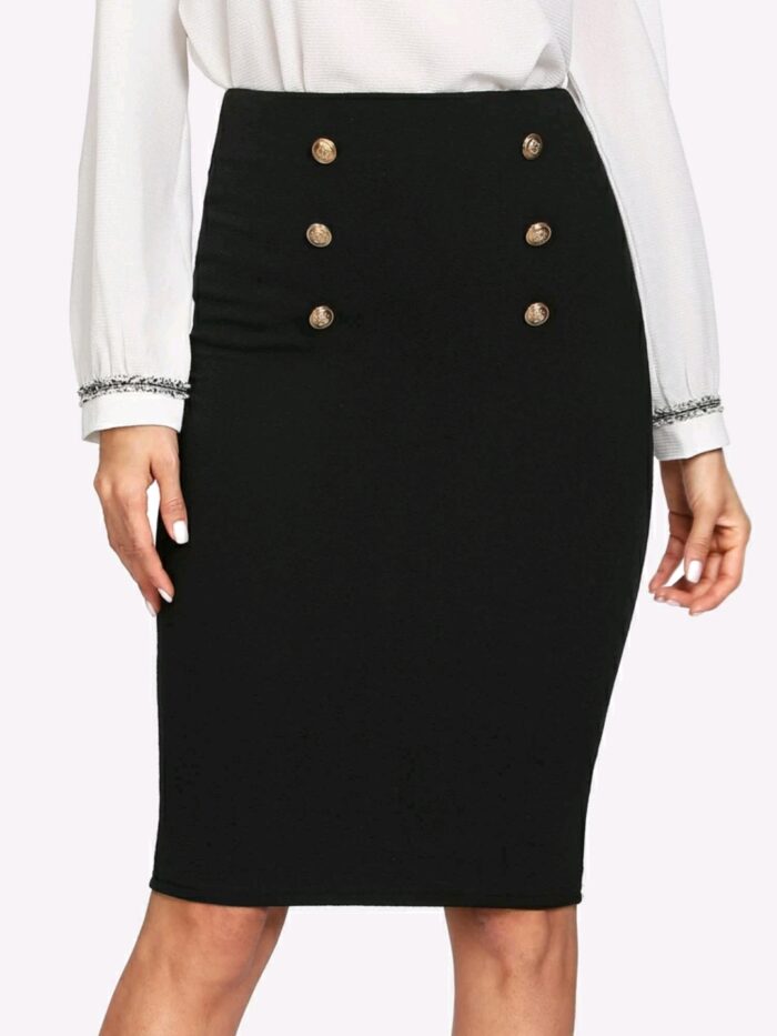 SHEIN Double Button Pencil Skirt - Image 5