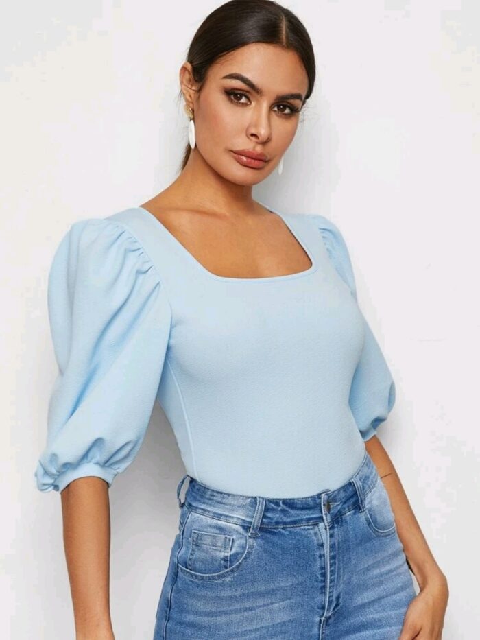 SHEIN Square Neck Puff Sleeve Top - Image 4