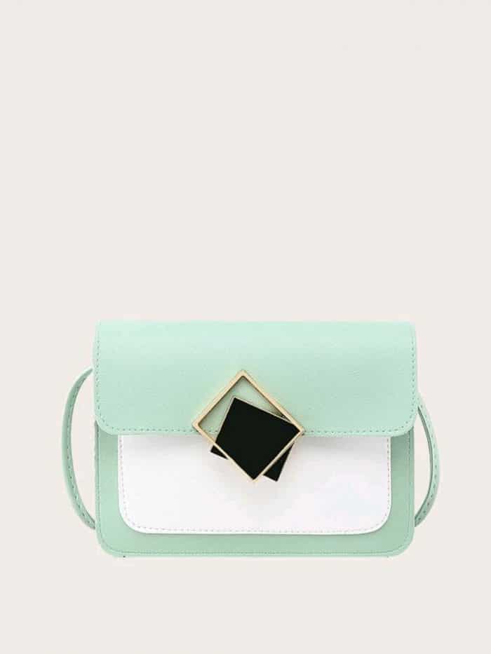 Geometric Decor Color Block Crossbody Bag
