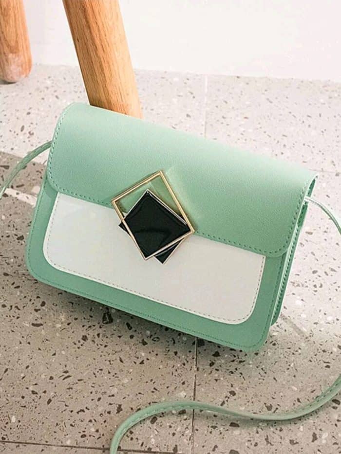 Geometric Decor Color Block Crossbody Bag - Image 3
