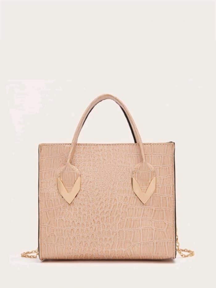 Croc Embossed Satchel Bag