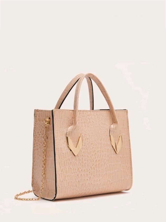 Croc Embossed Satchel Bag - Image 3