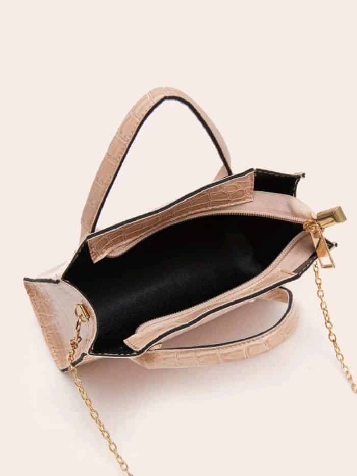 Croc Embossed Satchel Bag - Image 4