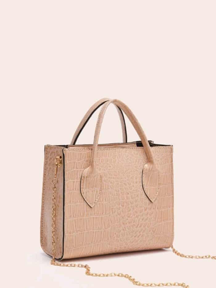 Croc Embossed Satchel Bag - Image 2