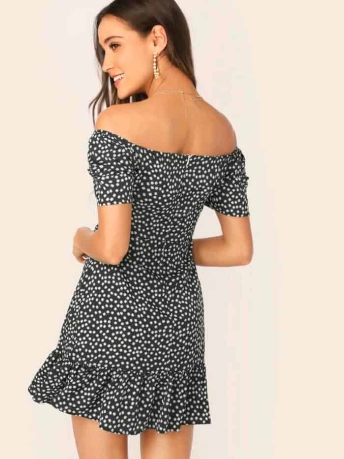 SHEIN Off Shoulder Ruffle Hem Ditsy Floral Dress - Image 4