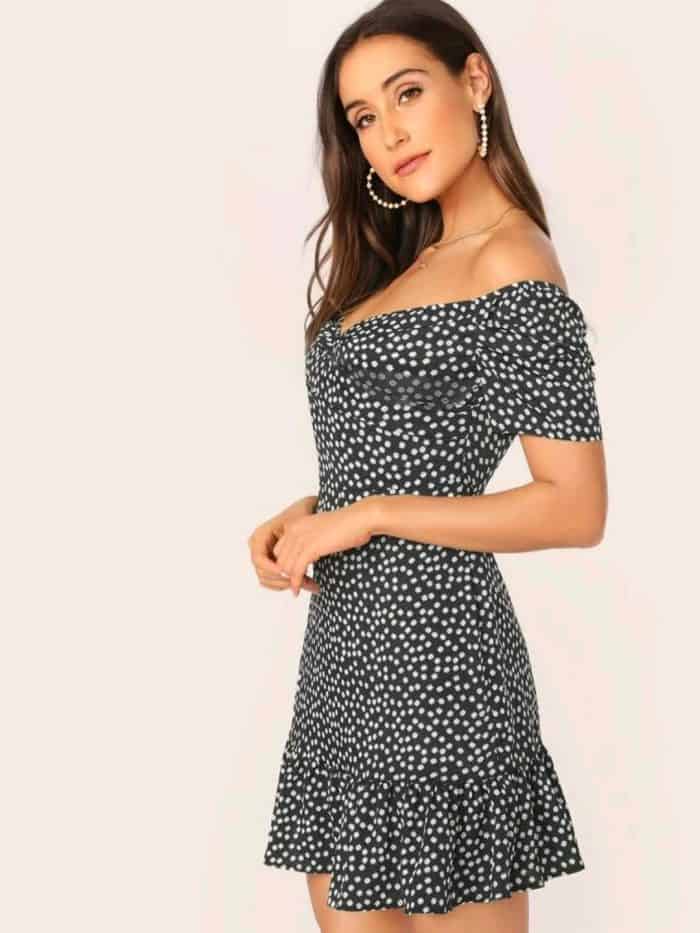 SHEIN Off Shoulder Ruffle Hem Ditsy Floral Dress - Image 5