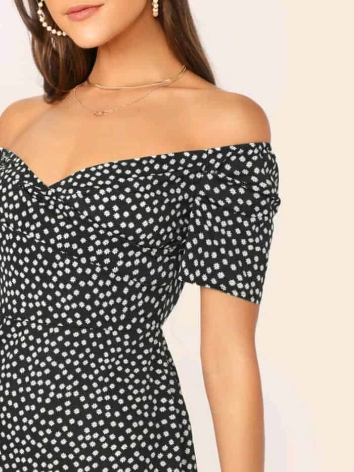 SHEIN Off Shoulder Ruffle Hem Ditsy Floral Dress - Image 3