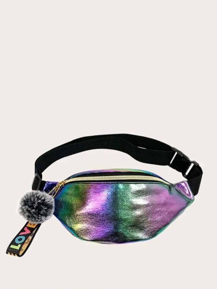 Pom Pom Charm Holographic Fanny Pack