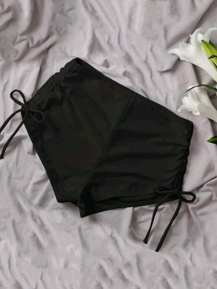 Tie Side Ruched Bikini Shorts - Image 4