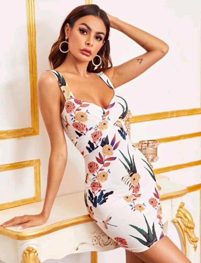 SHEIN Crisscross Front Botanical Print Dress - Image 5