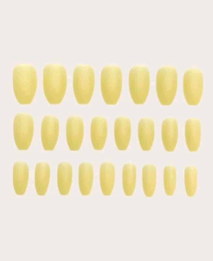 24pcs Solid Fake Nail & 1sheet Tape - Image 3