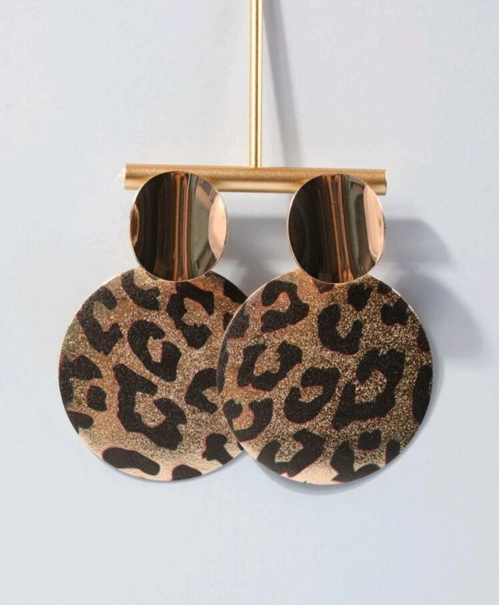 Leopard Print Round Drop Earrings