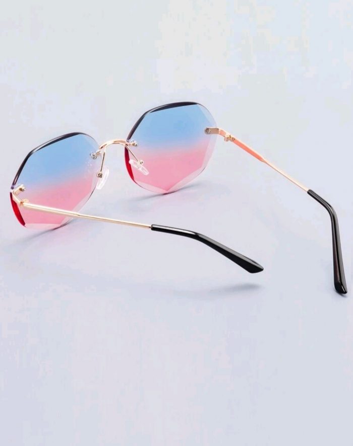 Tinted Lens Rimless Sunglasses - Image 5