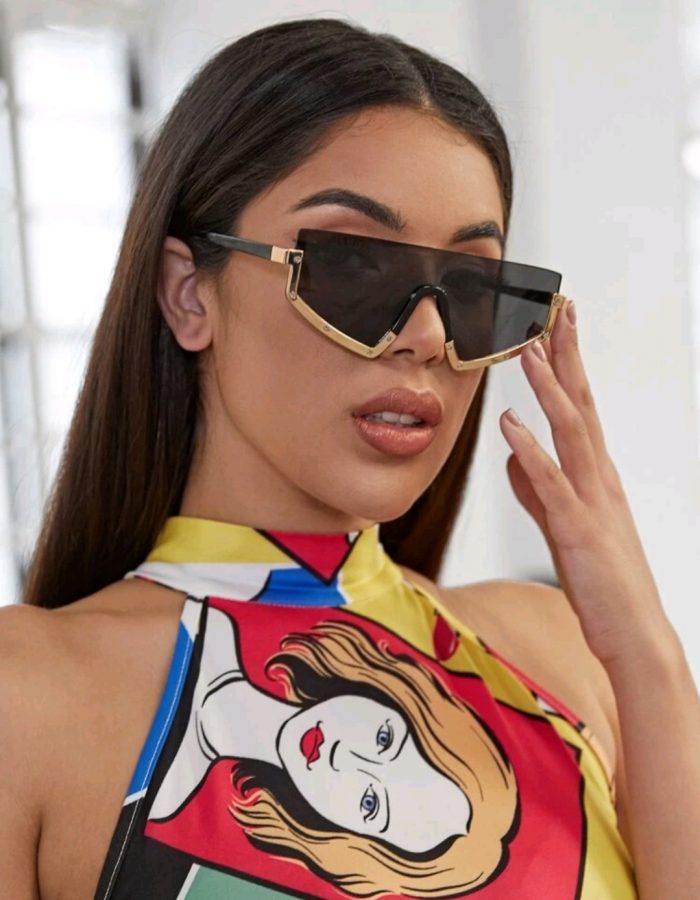 Flat Top Half Metal Frame Sunglasses