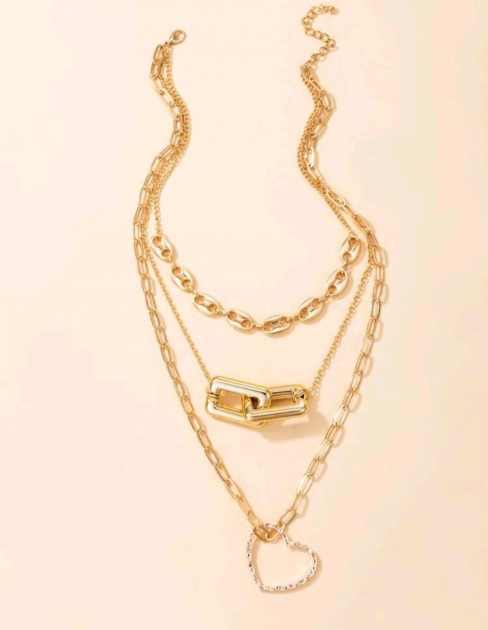 Heart Charm Layered Necklace - Image 4