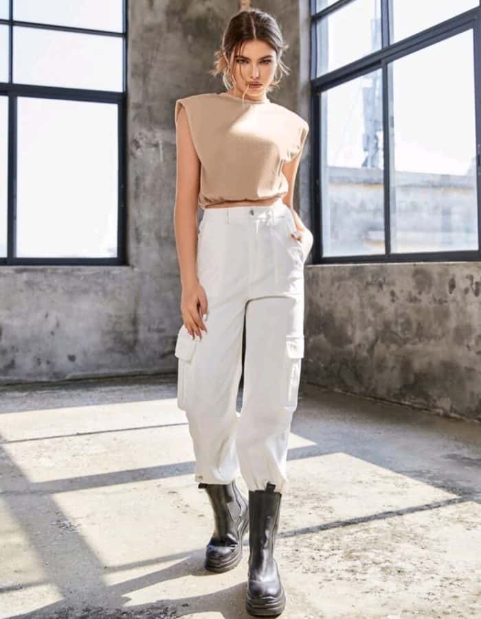 Shoulder Pad Crop Tank Top - Image 3