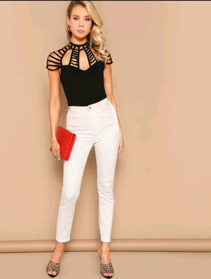 SHEIN Caged Yoke Form Fitting Top - Image 2