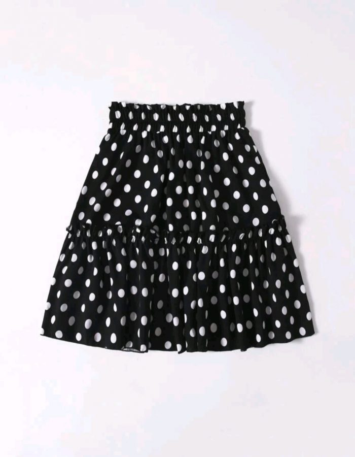 Polka Dot Knot Front Ruffle Hem Skirt - Image 5