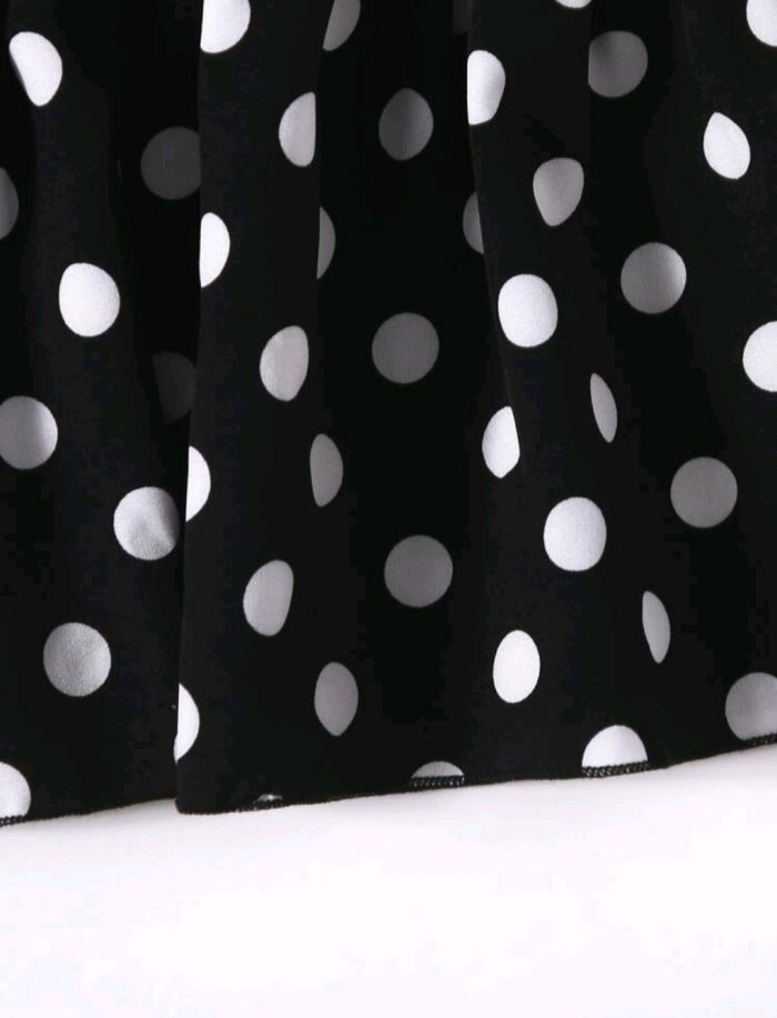 Polka Dot Knot Front Ruffle Hem Skirt - Image 2