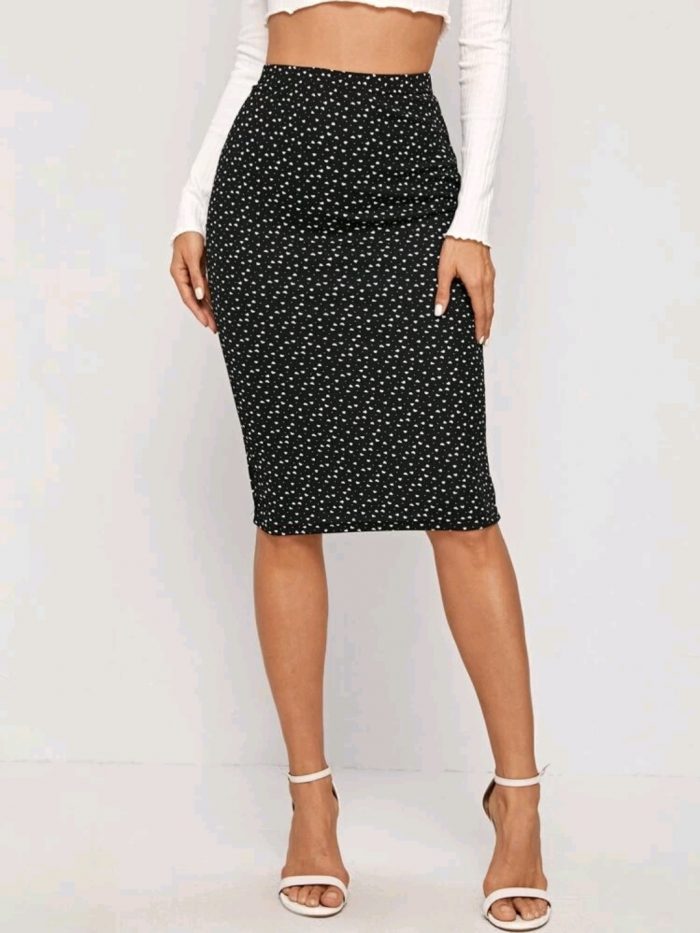 SHEIN Heart Print Pencil Skirt