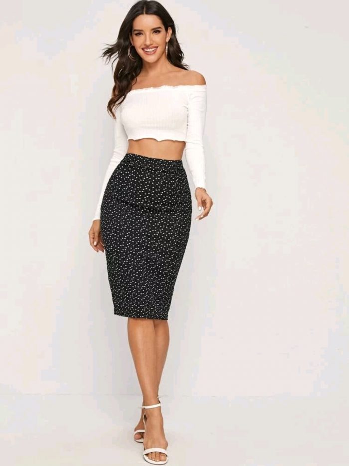 SHEIN Heart Print Pencil Skirt - Image 2