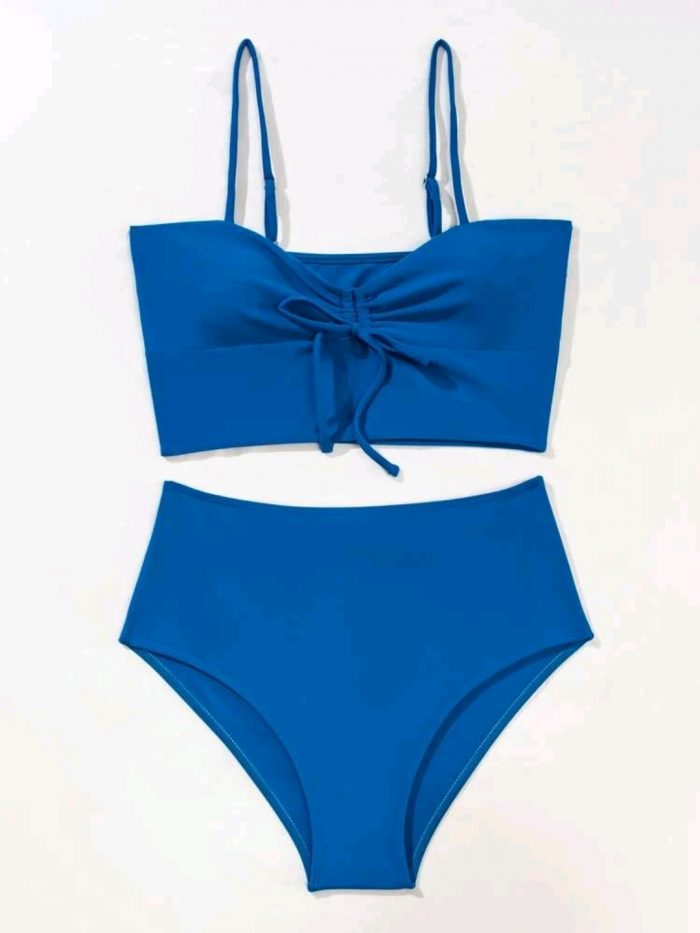Tie Front High Waisted Bikini Swimsuit - Image 5