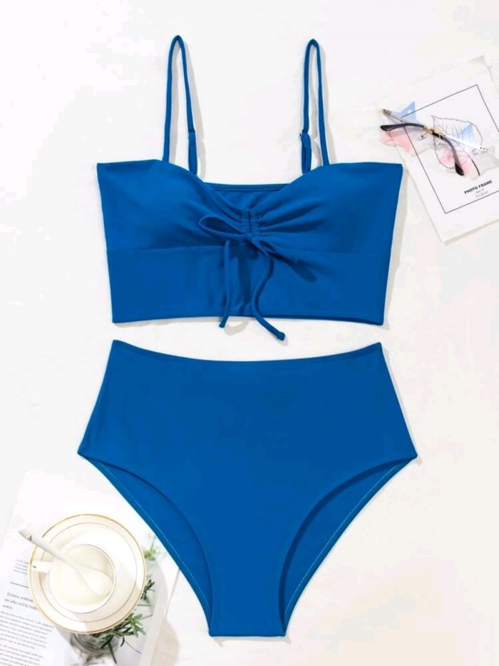 Tie Front High Waisted Bikini Swimsuit - Image 3