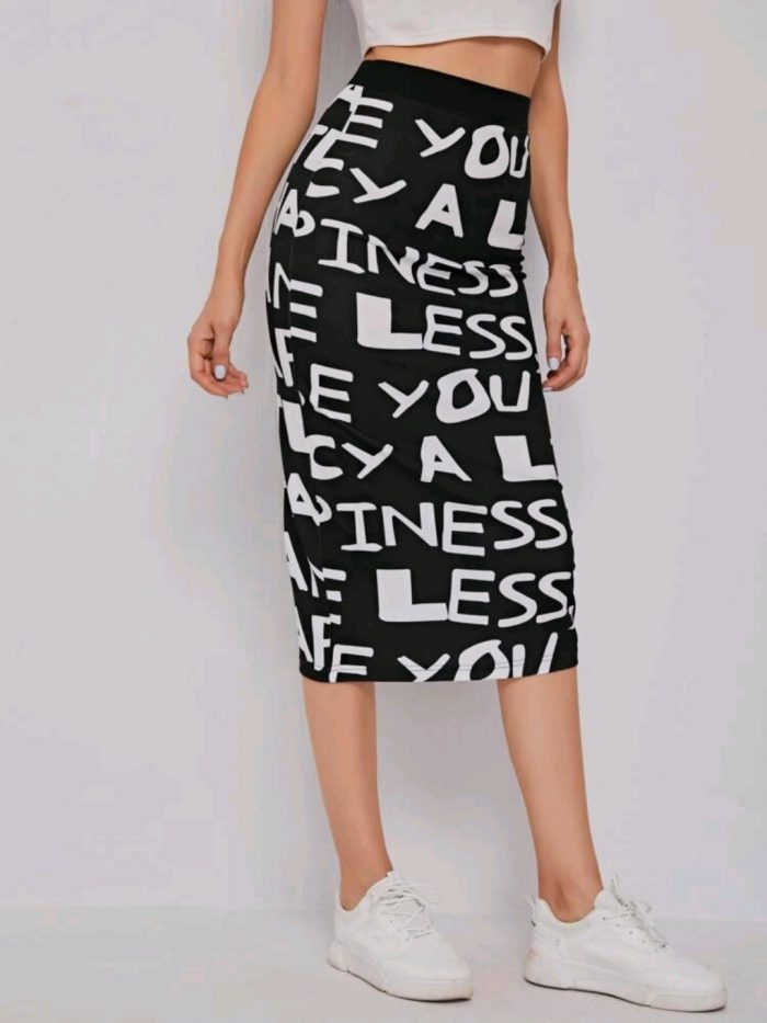 SHEIN Allover Letter Print Skirt