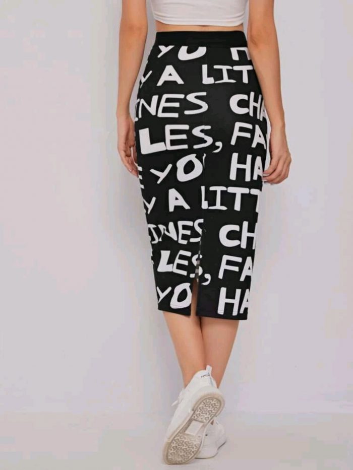 SHEIN Allover Letter Print Skirt - Image 4