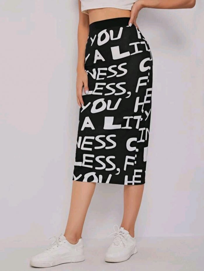 SHEIN Allover Letter Print Skirt - Image 2