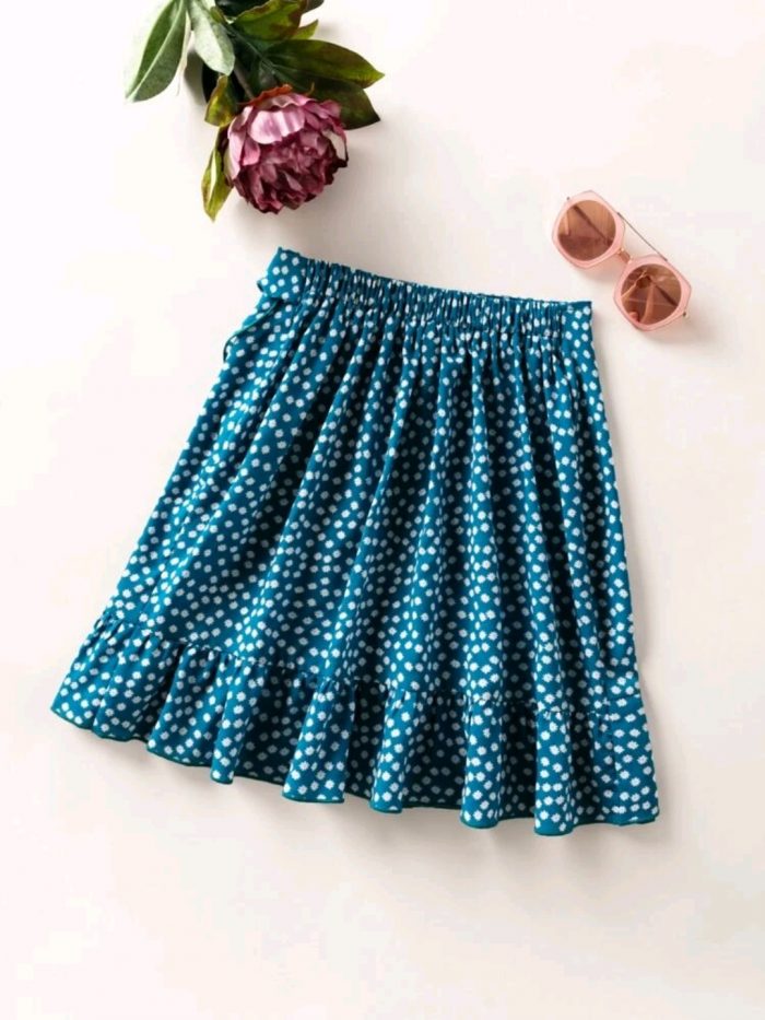 Ditsy Floral Ruffle Trim Wrap Knot Skirt - Image 7