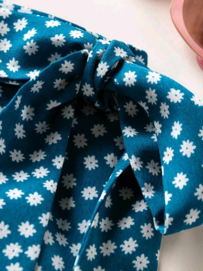 Ditsy Floral Ruffle Trim Wrap Knot Skirt - Image 4
