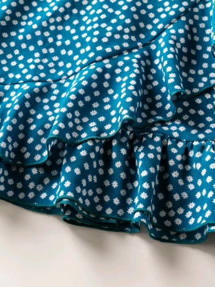 Ditsy Floral Ruffle Trim Wrap Knot Skirt - Image 3