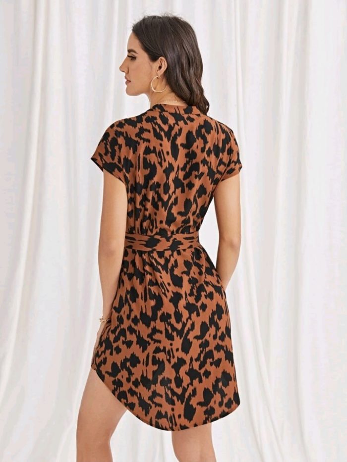 SHEIN Allover Print Belted Dress - Image 5