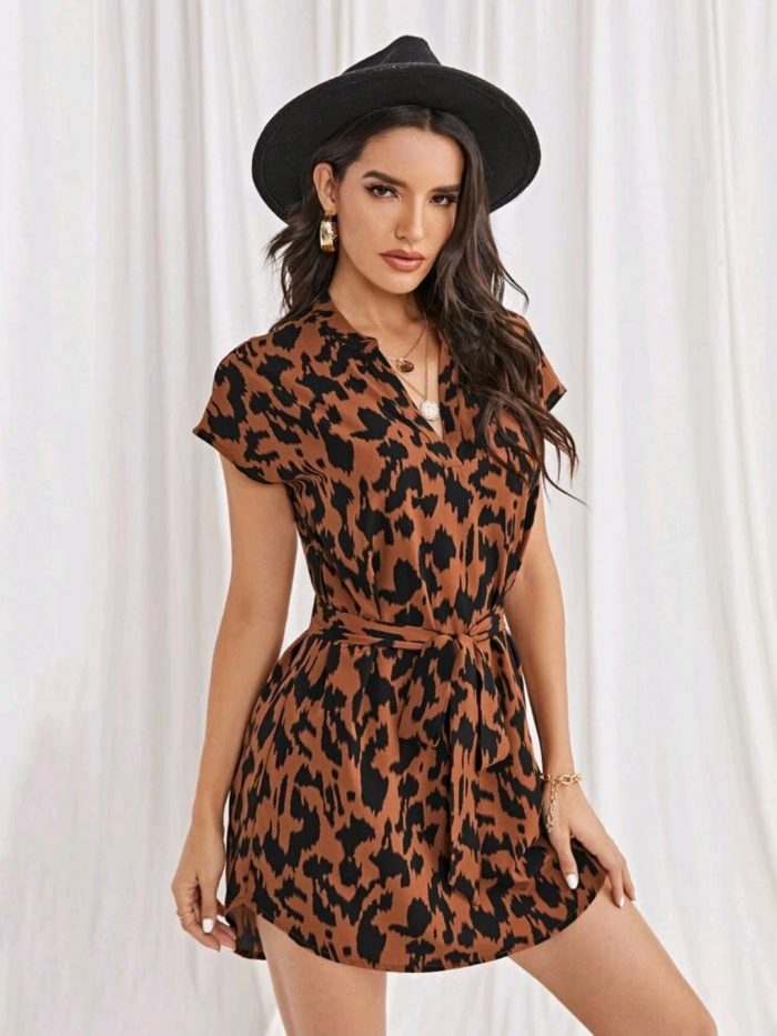 SHEIN Allover Print Belted Dress - Image 2