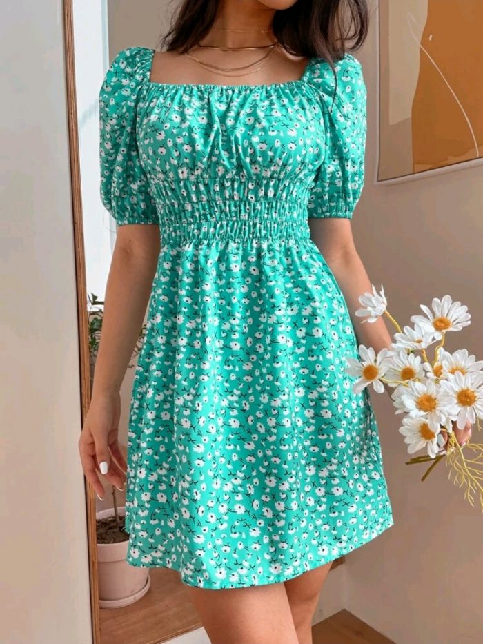 Ditsy Floral Shirred Waist Dress - Image 5
