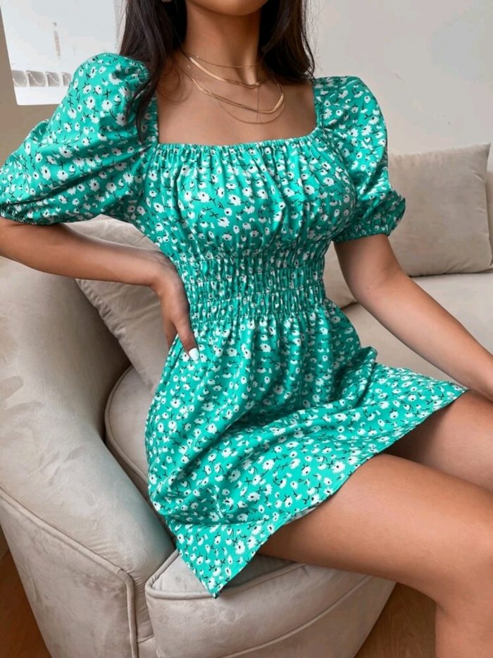 Ditsy Floral Shirred Waist Dress - Image 2