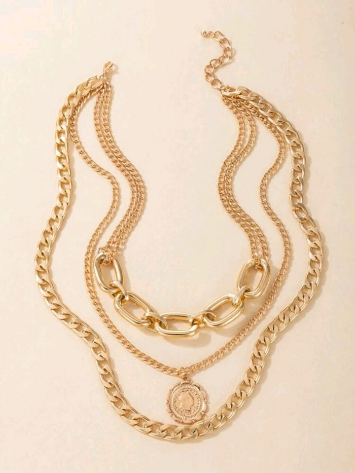 Coin Charm Layered Necklace - Image 4