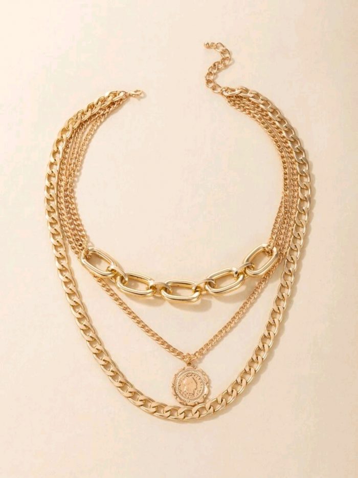Coin Charm Layered Necklace - Image 3